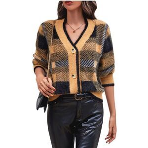 English Factory Checkered Cardigan Sz S